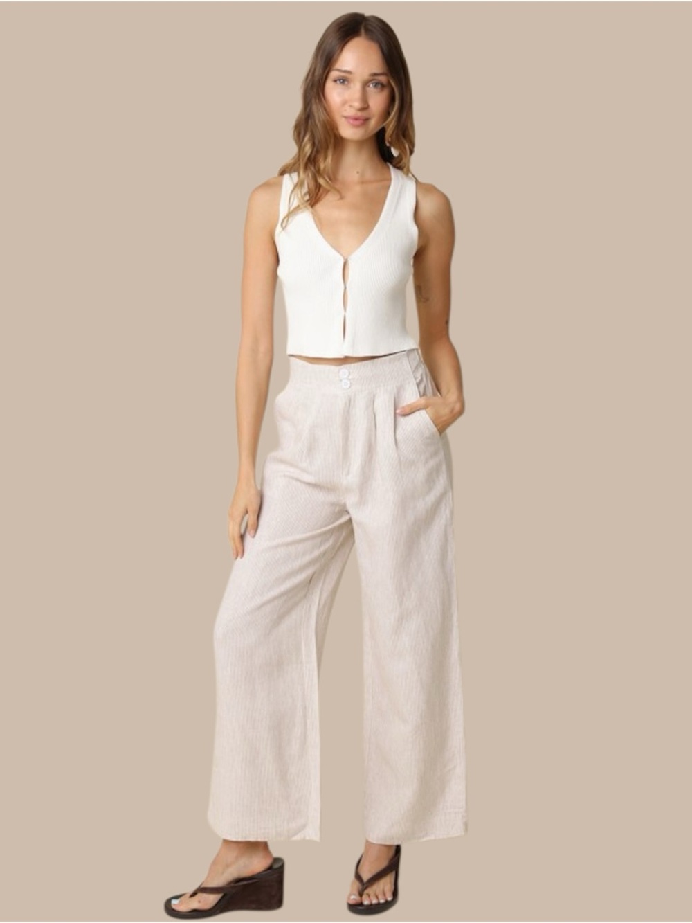 MINAMIST —Ellen 100% Linen Pants (Soft FLARE)